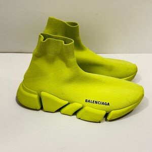 Balenciaga Speed 2.0 Sock Fluo Yellow Neon Logo High Top Knit Trainer